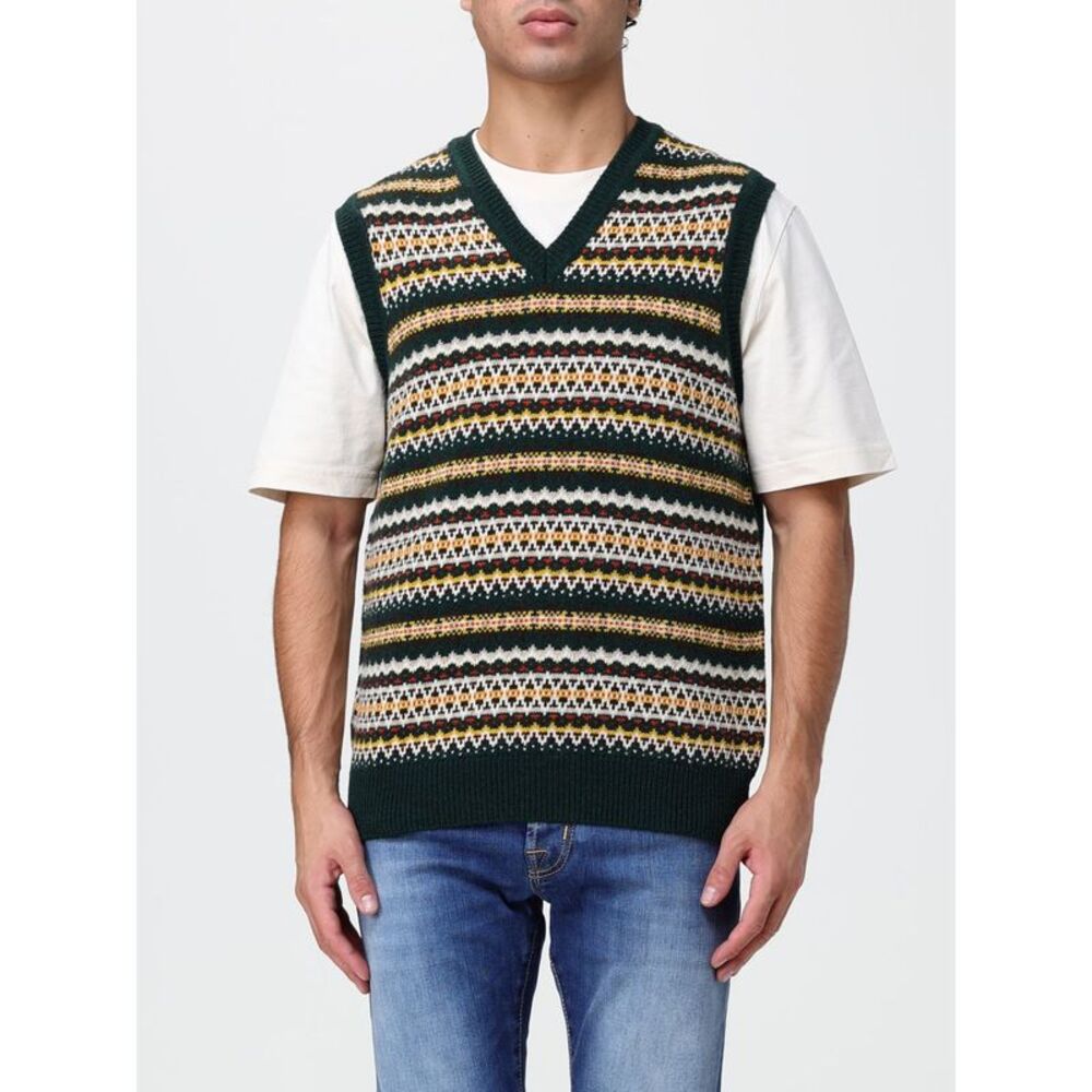 Sebago Men Sebago Striped Wool Knit Vest With V-Neck